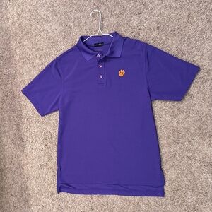 ❤️❤️ 3/$25 Clemson Polo golf shirt adult small by Divots purple with orange logo